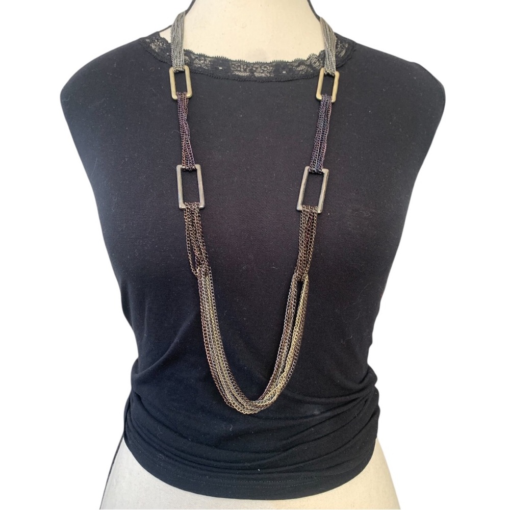 Layered Multi-Chain Necklace in Antique Gold and Black